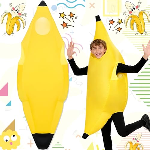 Benaton Disfraz de Plátano Unisexo para Fiesta Cosplay Halloween Carnaval, Disfraz de Platano Divertido Traje de Frutas Unisex(65x148cm)