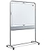 Price comparison product image Nobo Classic Steel Mobile Dry Wipe Whiteboard with Vertical Pivot (Flips Left to Right), Magnetic, 1200 x 900 mm, Marker Included, White, 1901030