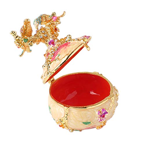 Apropos Rare Hand Printed Vintage Style Love Bird Colorful Rhinestone Jewerly Trinket Box/Faberge Egg #TOP4