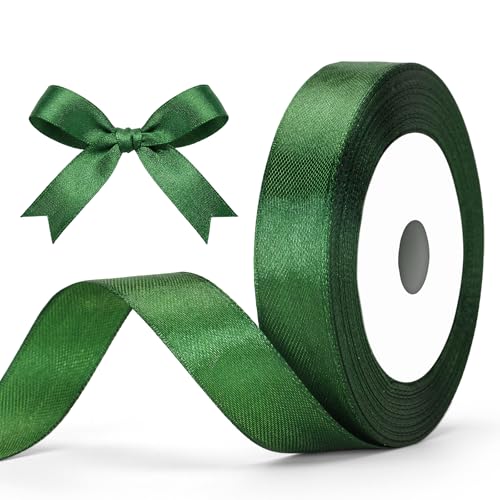 G2PLUS 20mm Dark Green Satin Ribbons: 22m Gift Wrapping Ribbon