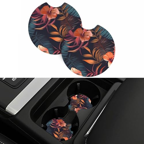 Portavasos para auto 2 unidades con diseño floral tropical miniatura 7