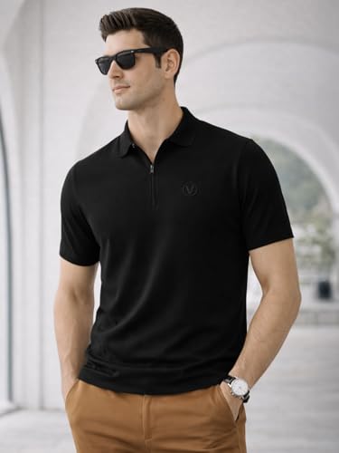 Image of Veirdo Men's Regular Fit Interlock Polo T-Shirt, Cotton Fabric, Half Sleeves,Stylish Collared Neck, Perfect for Casual and Office Wear, Soft, Comfortable (S-2XL)