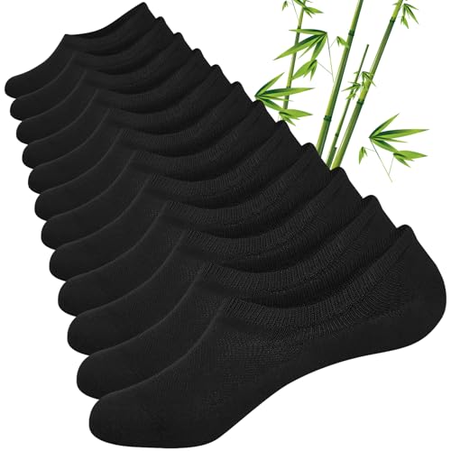 Cirorld Bamboo No Show Trainer Socks Mens Womens 6 Pairs Invisible Low Cut Socks for Men Ladies Thin Breathable Casual Short Sock with Non-Slip Silicone Stripes Summer Ankle Liner Sock