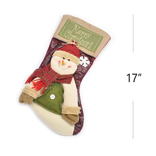 Evelyne GMT-10284 Holiday Season Christmas Stocking 3pcs Set Santa, Snowman, and Reindeer