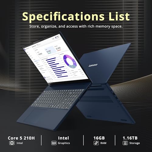 Image of Lenovo IdeaPad Slim 3i 15.3 inch WUXGA Touchscreen Laptop, Intel Core 5 210H, 16GB DDR5, 1.16TB Storage(1TB SSD+160GB Docking Station Set), Intel Graphics, Backlit Keyboard, Number Pad, Windows 11, Blue