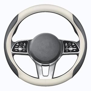 HAOTULE Steering Wheel Cover, Comfortable, Non-Slip and Stylish, for Mercedes Benz Steering Wheel Cover (White and Black)