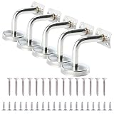 DasMarine Lot de 5 supports de rampe d'escalier en acier inoxydable avec bride de base pour rampe supérieure ronde en bois ou en métal, finition satinée (pour tube rond)