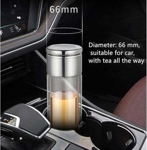 Image of Wosta Leakproof Glass Water Bottle with Stainless Steel Infuser Glass Tea Infuser Bottle with Strainer and Neoprene Sleeve for Loose Leaf Tea, Cold Brew Coffee. (P - PINK, 300ML)