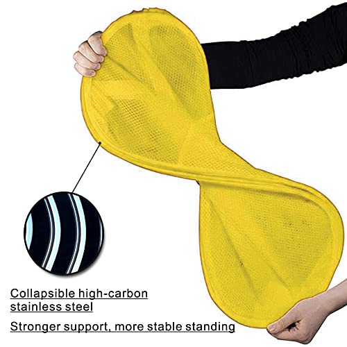 Image of BATTOO Deluxe Strong Mesh Pop up Laundry Hamper Basket with Side Pocket for Laundry Room, Bathroom, Kids Room, College Dorm or Travel Yellow