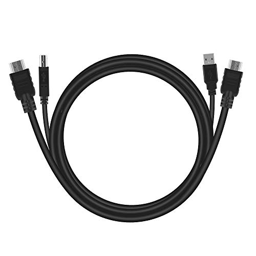 OLLGEN 5 ft 1.5M USB 2.0 Standard Twin HDMI Cable,USB KVM Cable USB Type A to USB Type B Printer Cord for CRT PC Monitor KVM Switcher