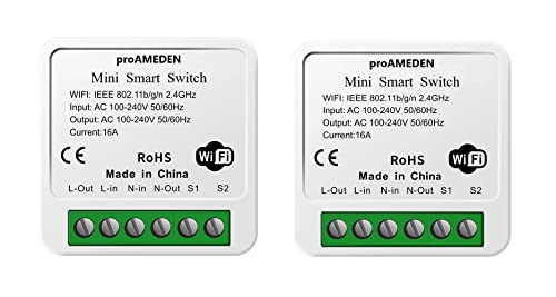 proAMEDEN WiFi Smart Switch 16A Mini Smart Switch WiFi Switch Modul Schalter Tuya/SmartLife App Kompatibel mit Alexa, Google Home (2) proAMEDEN WiFi Smart Switch 16A Mini Smart Switch WiFi Switch Modul Schalter Tuya/SmartLife App Kompatibel mit Alexa, Google Home (2)