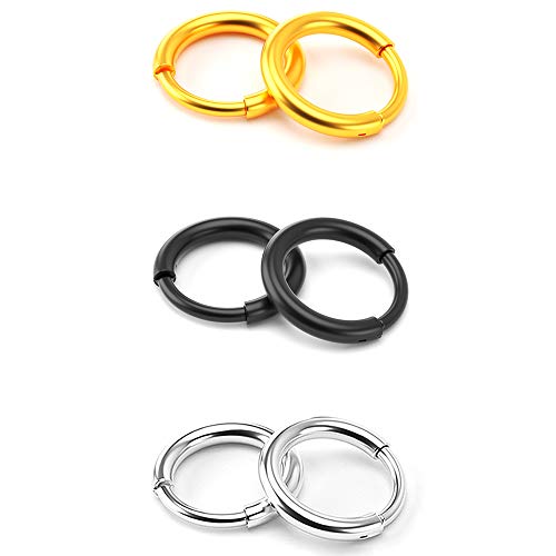 Image of Surgical Stainless Steel Hoop Earrings - Endless Small Hoop Earrings Set for Men Women, Hypoallergenic Tragus Earrings(8 /10 /12 /14mm)