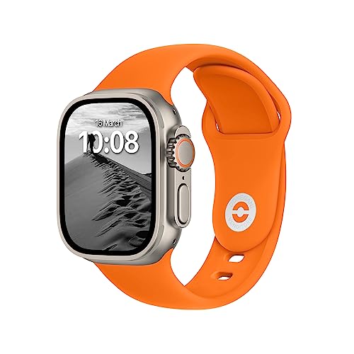 Bracelet silicone pour Apple Watch Ultra 3 de finition supérieure orange