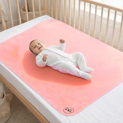 Image of Btag Baby Waterproof, Super Soft Fast Drying Mattress Protector | Extra Absorbent, Anti-Itching Sheet for New Born,Toddler (Size 70x100 cm, Pack of 1, Peach)