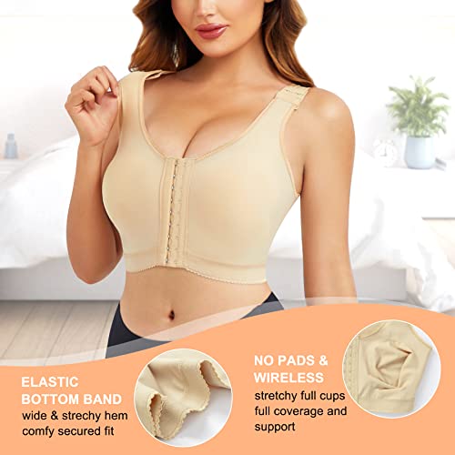 LANCS Adjustable Front Closure Bras for Women Post Surgery Bra Compression Tank Top Posture Corrector Shapewear Top4