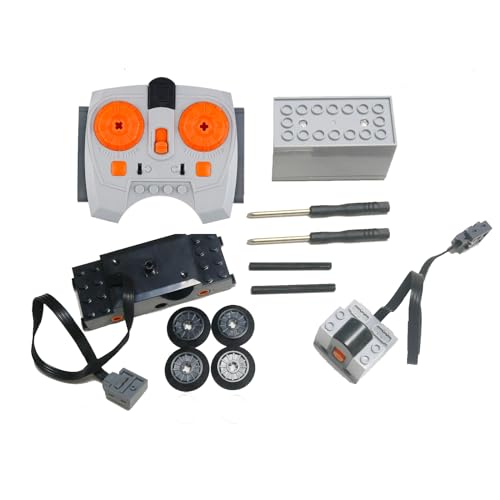 Vabuler 4 Pcs Train Motor kit Power Function Train Motor Set Science and Technology Power Function Kit Remote Battery Box Receiver Set