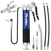 Pindex Fettpresse für Schmiernippel mit Mundstück Fettnadeldüse,Fettpistole mit Schnellkupplung,Handschmierpresse für 400cc Fettkartusche mit Schmiernippel,3X Schlaüche 15cm Metallrohr