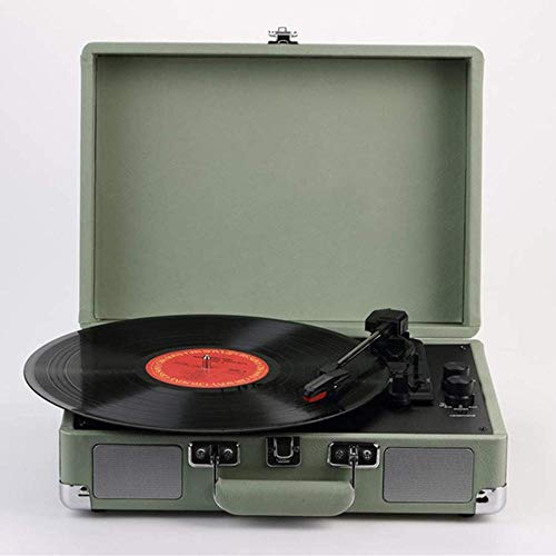 Lettore vinili vintage, giradischi valigia portatile con altoparlante stereo Bluetooth a 3 velocità, supporta uscita USB/RCA/jack cuffie grammofono