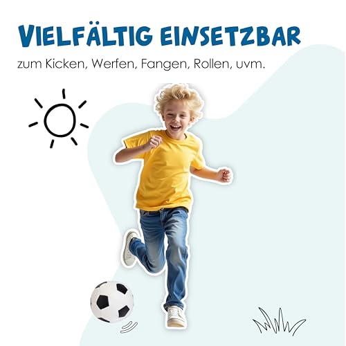 alldoro 60302 Softball, Soft-Fußball für indoor & outdoor, weicher Schaumstoff-Ball für Kinder, Ø 10 cm schwarz-weiß