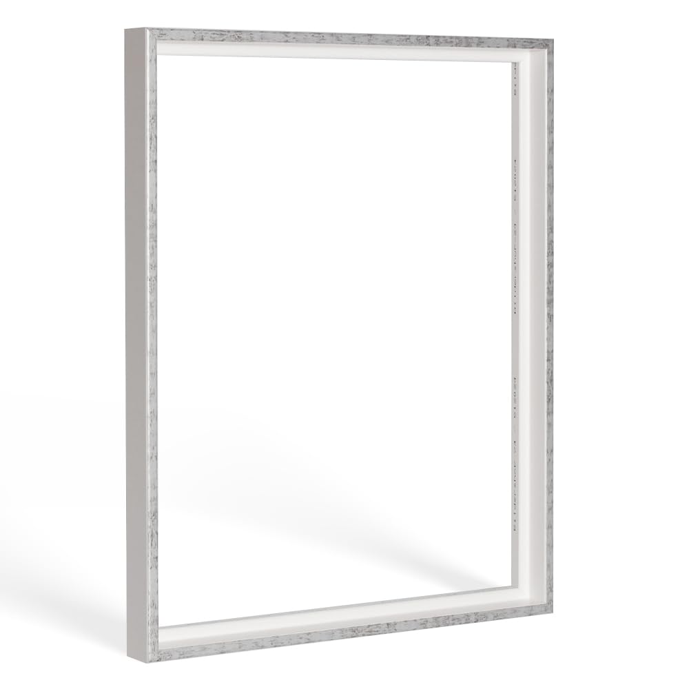 Bildershop-24 Schattenfugenrahmen mit Schattenfuge Lemgo Rahmen für Keilrahmenbilder und Leinwände 20 X 40cm Weiß Grau Antik