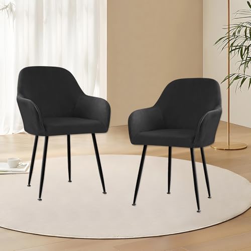 DEARBAG Hohe Dehnung Stuhlhussen 2er/4er Set Stretch Samt Stuhlhussen für Esszimmerstühle Schwingstühle Elastischer Stuhlbezug mit Armlehne Abnehmbare Bezüge für Esszimmer Wohnzimmer (Grau, 2PCS)