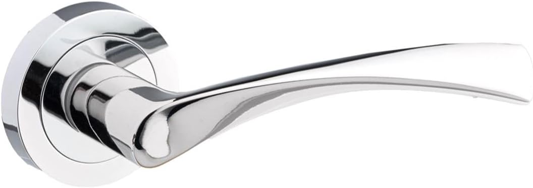Designer Levers - Marvel Lever on Rose Door Handle - Contemporary Design- Polished Chrome - 1 Pair - Fixings Included - Interior Use