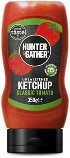Hunter & Gather Unsweetened Ketchup Sauce | 350g Classic Ketchup Keto, Paleo, Low Carb & Vegan Friendly | Free from Added Sugar & Sweeteners