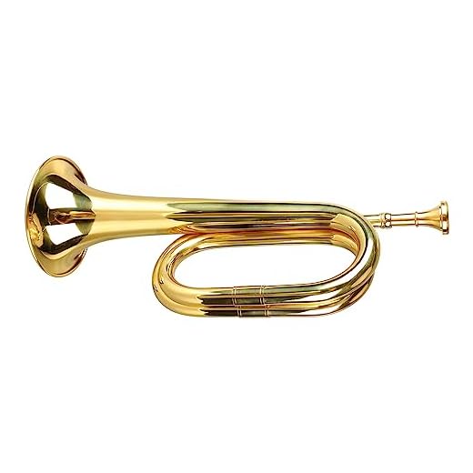 Military Bugle C Key Brass Cavalry Trumpet with Mouthpiece for Marching Band Beginners Gifts (Gold)