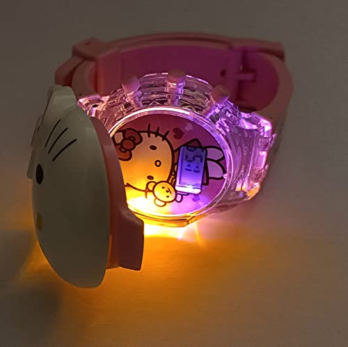 Image of Brishti 3D Kitty Cat Character Multicolored Glowing Light and Musical Digital Girl's Wrist Watch | Unique Cute Cartoon Character on Strap | Soft Silicone Strap | Suitable for Age 3-12 Year Kids