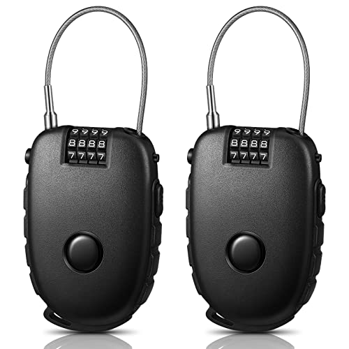 2 Pcs Combination Lock With 27.56 Inch Cable Adjustable Cable Locks Security Wire Combination Lock Adjustable Combo Steel Cable Locks Set Your Own Combination Padlock (4 Digit Style) #TOP14