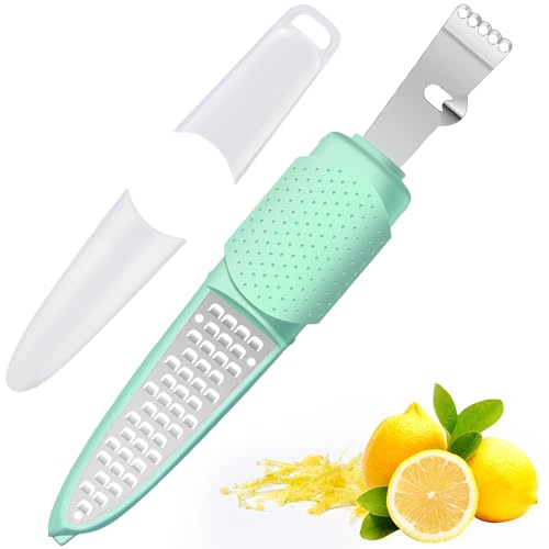 Image of Rainspire Lemon Zester Tool with Channel Knife, Stainless Steel Citrus Zester Tool, Lemon Peeler, Zesters for Kitchen, Ultra Sharp 2-in-1 Tool Easily Creates Citrus Zest, Mint Green