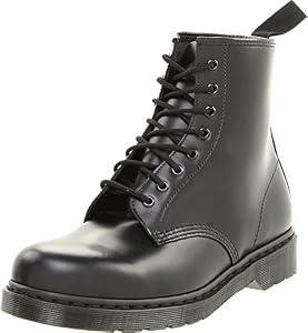 靴 Dr.Martens Black Smooth Leather Boots Dr. Martens 1460 8-Eye Leather Boot, Black Greasy, 5 Women/4 Men