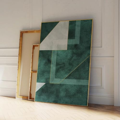 Cuadro abstracto geométrico en verde esmeralda de 50x70cm para dar vida a tu dormitorio
