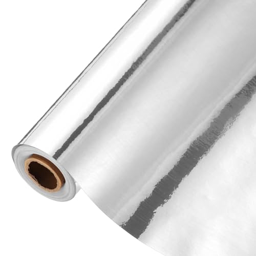 sourcing map Carta da parati autoadesiva color argento spazzolato, 80 x 1000,8 cm, stile metallo spazzolato, impermeabile, stacca e attacca, per piani di lavoro fai da te, cucina, armadio, bagno