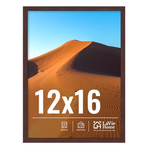 Image of LaVie Home 12x16 Picture Frame for Wall Display, 12x16 Brown Picture Frame with HD Plexiglas, 12 x 16 Poster Frame 1 Pack, Display Frame for Vertical or Horizontal, Classic Collection