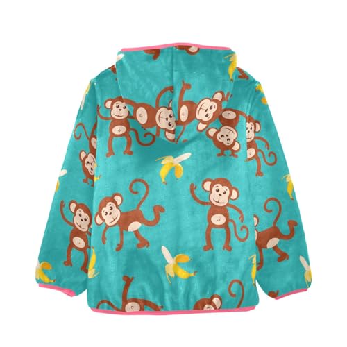 OTVEE Cartoon Monkey Banana Kids Hoodie Jacket Fall Spring Full Zip Warm Outwear Coat2