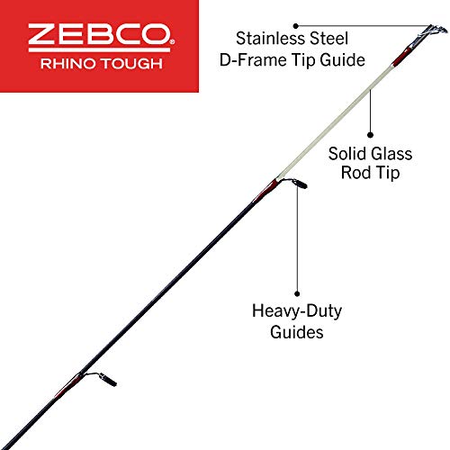 Zebco Rhino Tough Cross-Weave Glowtip Spinning Fishing Rod, 2-Piece With Heavy Duty Guides, 6-Foot 6-Inch Medium Power Fast Action, Eva Foam Handle Rngs662Mb.pb2 #TOP2