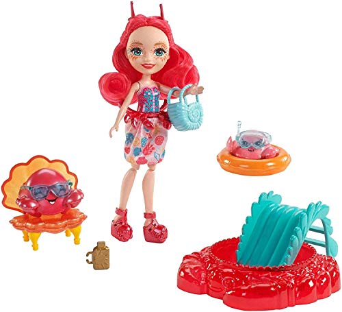 Enchantimals Pomeriggio In Spiaggia, Playset Con Bambola Granchio, Due Cuccioli E Accessori A Tema Mare, Fkv60