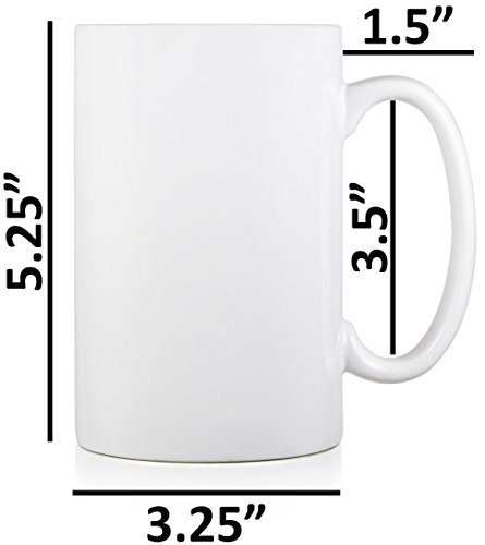 Serami 17oz White Classic Tall Coffee Mugs. Large Handles and Ceramic Construction, Set of 4