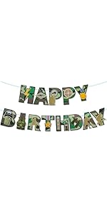 Décorations De Fête D'anniversaire Motif Camouflage Soldat De L'armée - Fournitures De Fête Militaire - Bannière « Happy Birthday » - Motif Camouflage