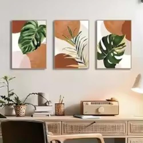 Poster plantes vertes bohème 3 pièces décoration murale salon
