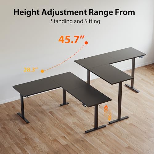Agilestic L-Shaped Standing Desk Adjustable Height, Electric Corner Standing Desk, Sit Stand Up Desk, 75x61 inch Sit Stand Computer Table, Black
