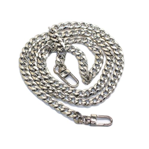 Image of Model Worker DIY Iron Flat Chain Strap Handbag Chains Purse Chain Straps Shoulder Cross Body Replacement Straps with Metal Buckles (39.4 inch, Silver)