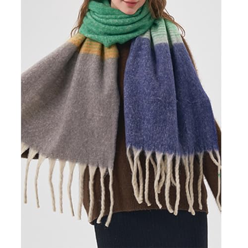 Yoawdats Women Winter Warm Scarf Elegant Three Tone Gradient Tasseled Shawl Wrap Cute Oversized Soft Scarves Fall Gifts3