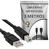Cabo Usb 2.0 Para Impressora Scanner Universal Epson Hp Zebra A Macho B Macho (3 Metros)