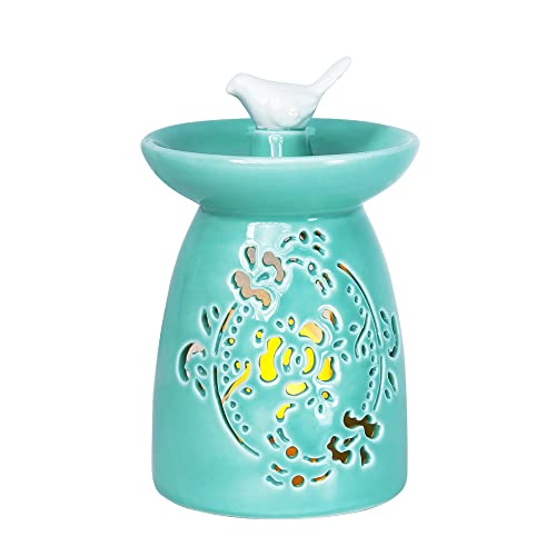 WANYA Ceramic Tea Light Holder Wax Melter, Essential Oil Diffuser Candle Holder, Candle Warmer Bathroom Decor Gift,Green