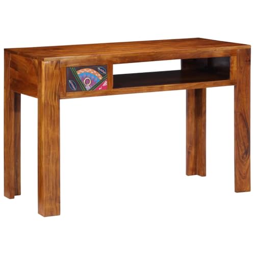 Bureau en bois d'acacia marron de 110 cm avec construction durable - 3