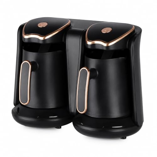 Cafetera turca eléctrica, doble olla, 1 litro, protección contra desbordamiento y quemaduras secas, para café griego