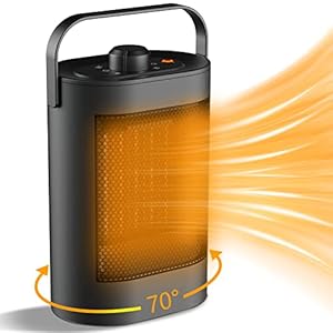 Draagbare kamerverwarming voor binnen, 1500 W elektrische ventilatorkachel, snel opwarmen binnen 3 seconden met PTC-verwarmingstechnologie, 6 modi, 70 graden oscillerende ruimteverwarming, voor