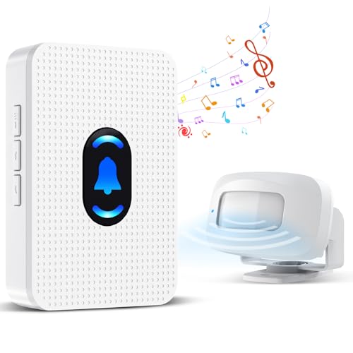 DAYTECH ワイヤレスチャイム 玄関センサー 人感センサー チャイム 防犯センサー ワイヤレス 非接触 ドアベル/無線ドアベル・5段階の音量 20種類の呼出音楽 呼び出し呼び鈴 (1受信機と+1人感センサー)